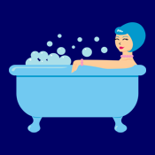 retro bubble bath bathtub girl