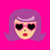 purple hair and hot pink heart sunglasses