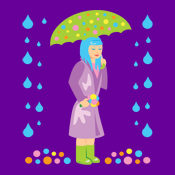 Spring Rain Girl Indie Vector Art Illustration