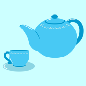 cute blue elegant teapot